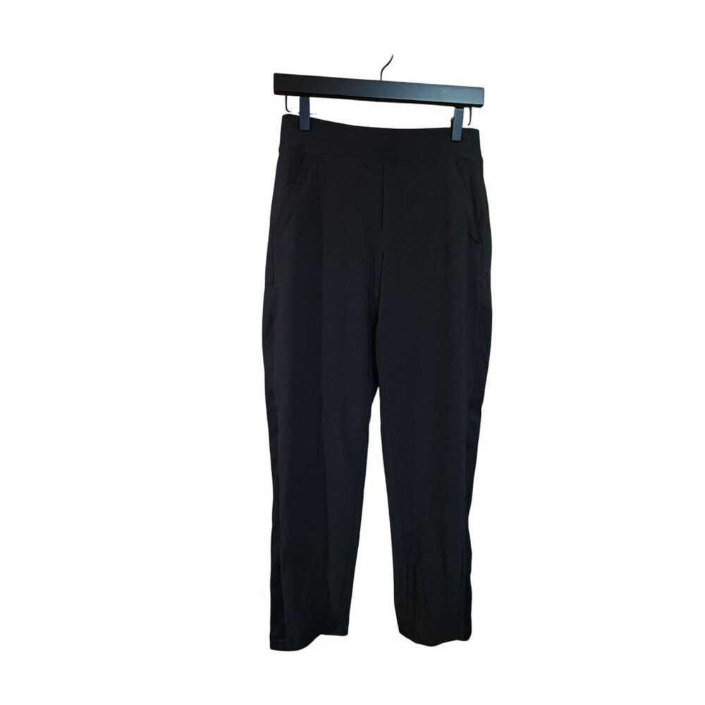 Athleta Black Elastic Waist Tapered Lined Pants For Women Size 2P Stretch